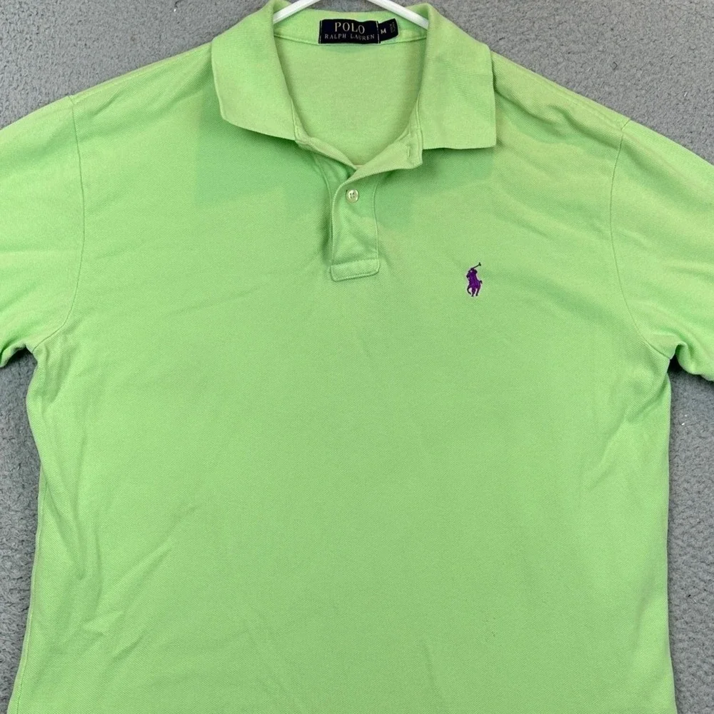 Polo Ralph Lauren Polo Shirt Mens Medium Lime Green Casual Rugby Short Sleeve